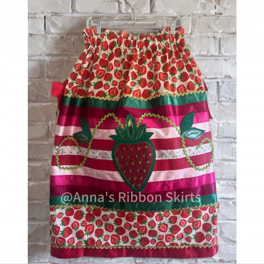 ❌SOLD❌ Strawberry Print Native American Ribbon Skirt